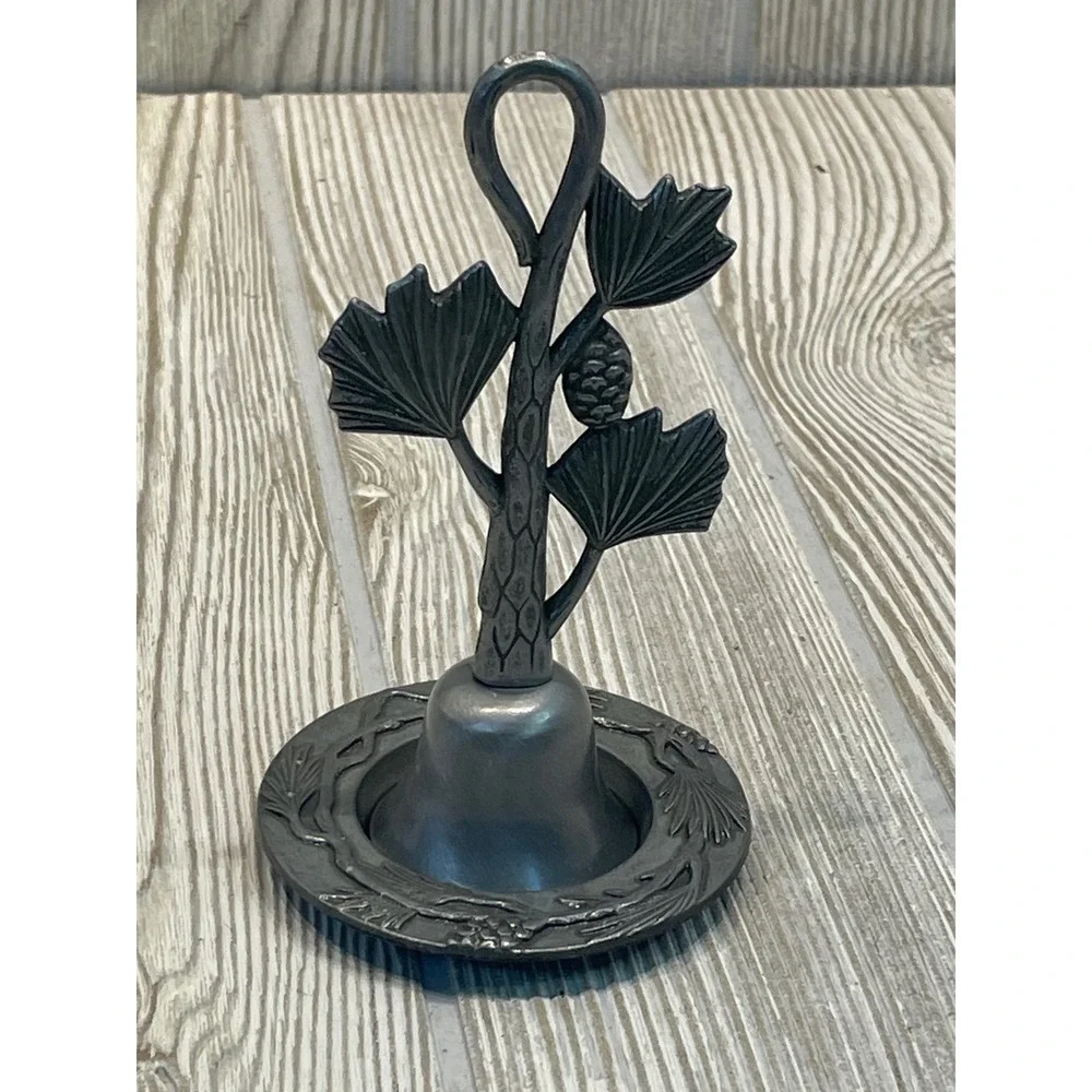Vintage Pewter Pine Cone Candle Snuffer and Coaster Set Rustic Woodland Decor